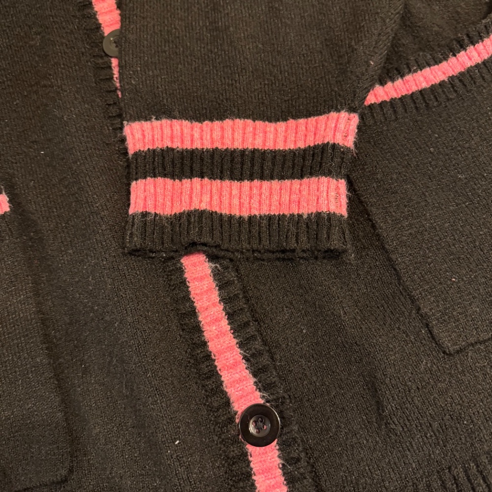 Torrid Pink-Trim breast cancer awareness Longline Cardigan — Black/Pink - Picture 5 of 12